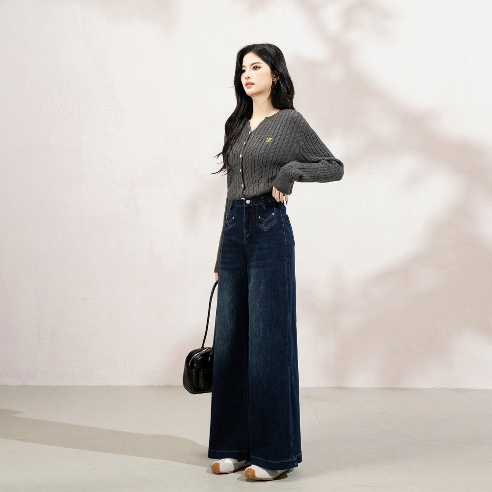 Nine tenths washed thin retro loose jeans for women