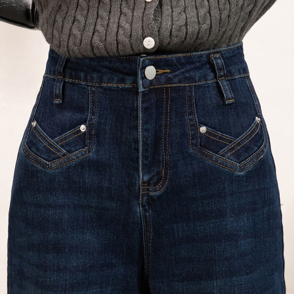 Nine tenths washed thin retro loose jeans for women