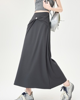 Drape chiffon high waist long skirt A-line splice slim skirt