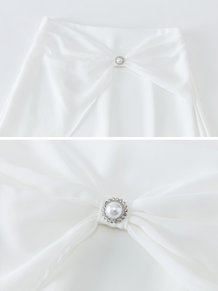 Drape chiffon high waist long skirt A-line splice slim skirt