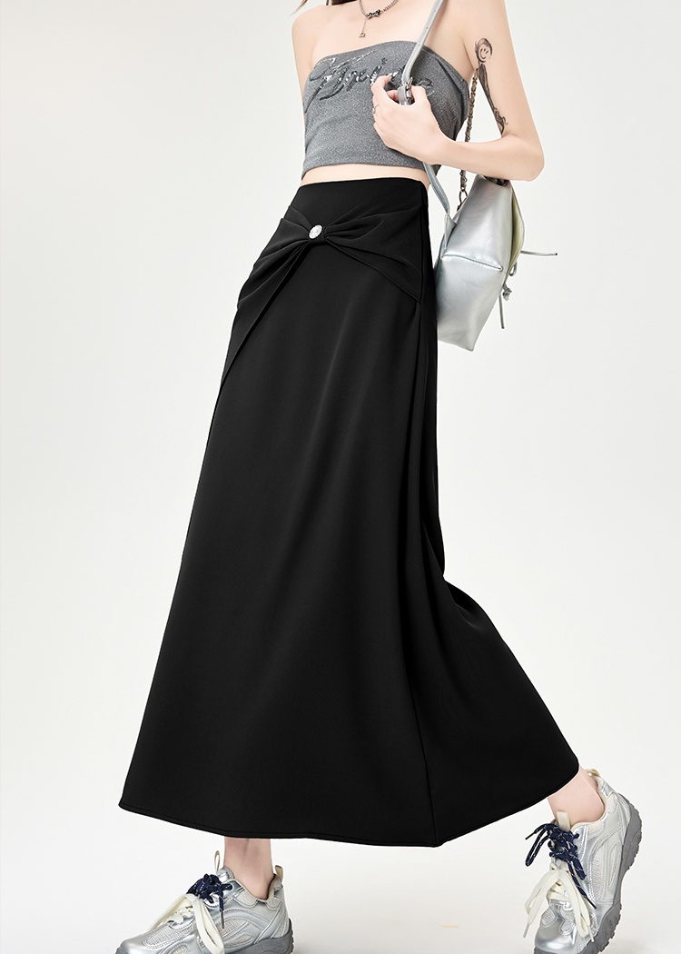 Drape chiffon high waist long skirt A-line splice slim skirt
