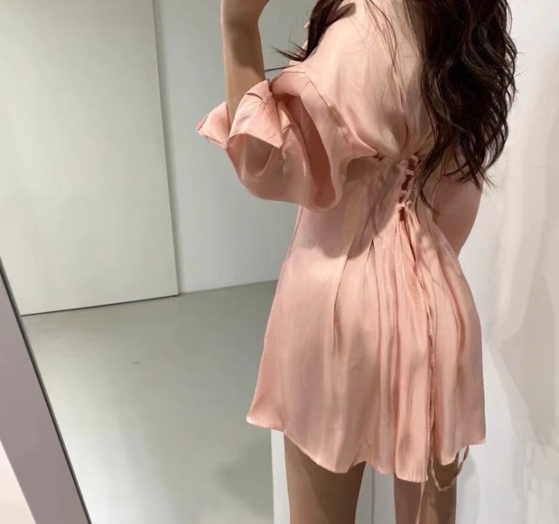 Pinched waist Korean style dress long sleeve niche shirt