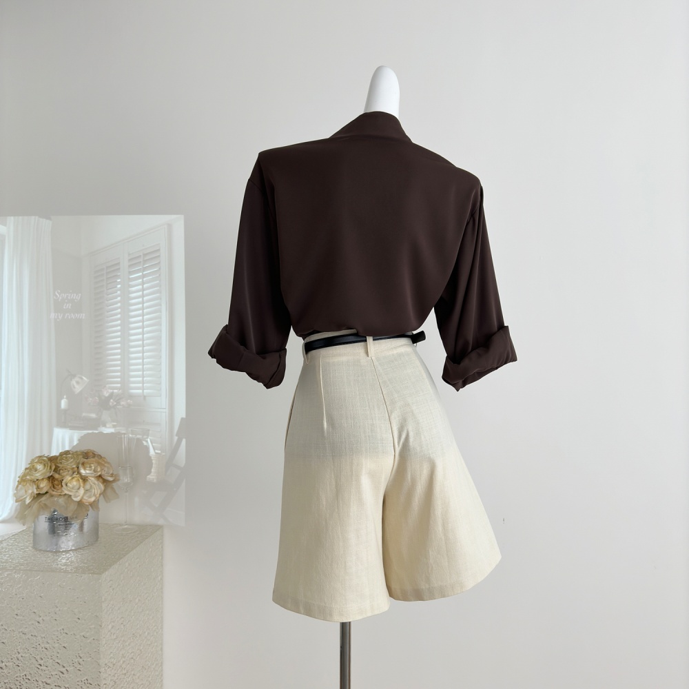 Retro shorts loose shirt 2pcs set for women