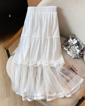 Splice long lace temperament gauze skirt for women