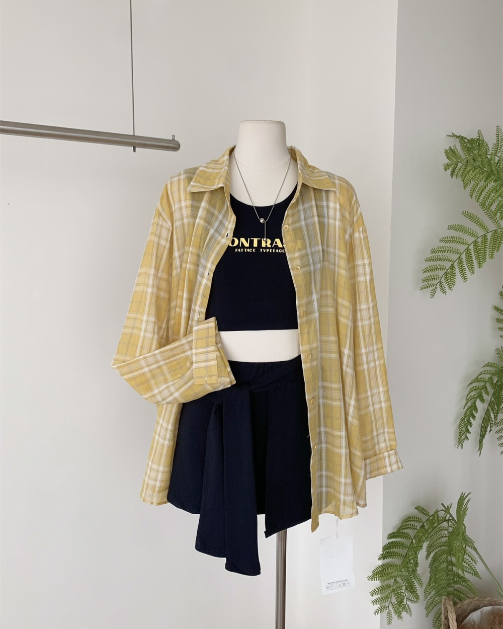 Plaid temperament shirt street short skirt 3pcs set