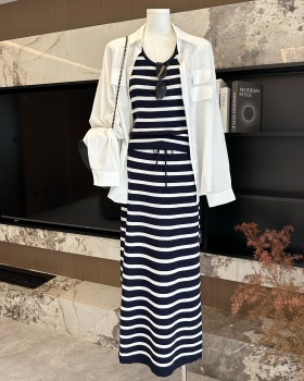 Slim temperament long skirt Korean style dress 3pcs set
