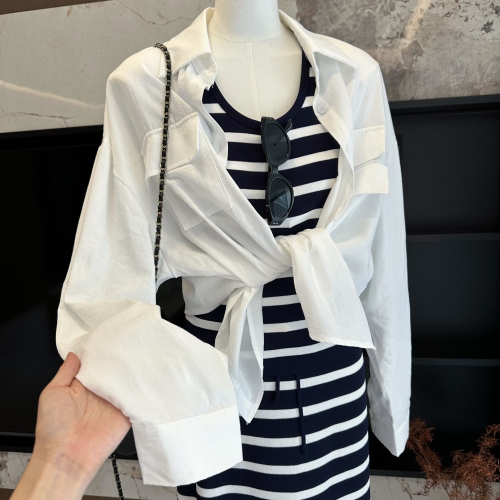 Slim temperament long skirt Korean style dress 3pcs set