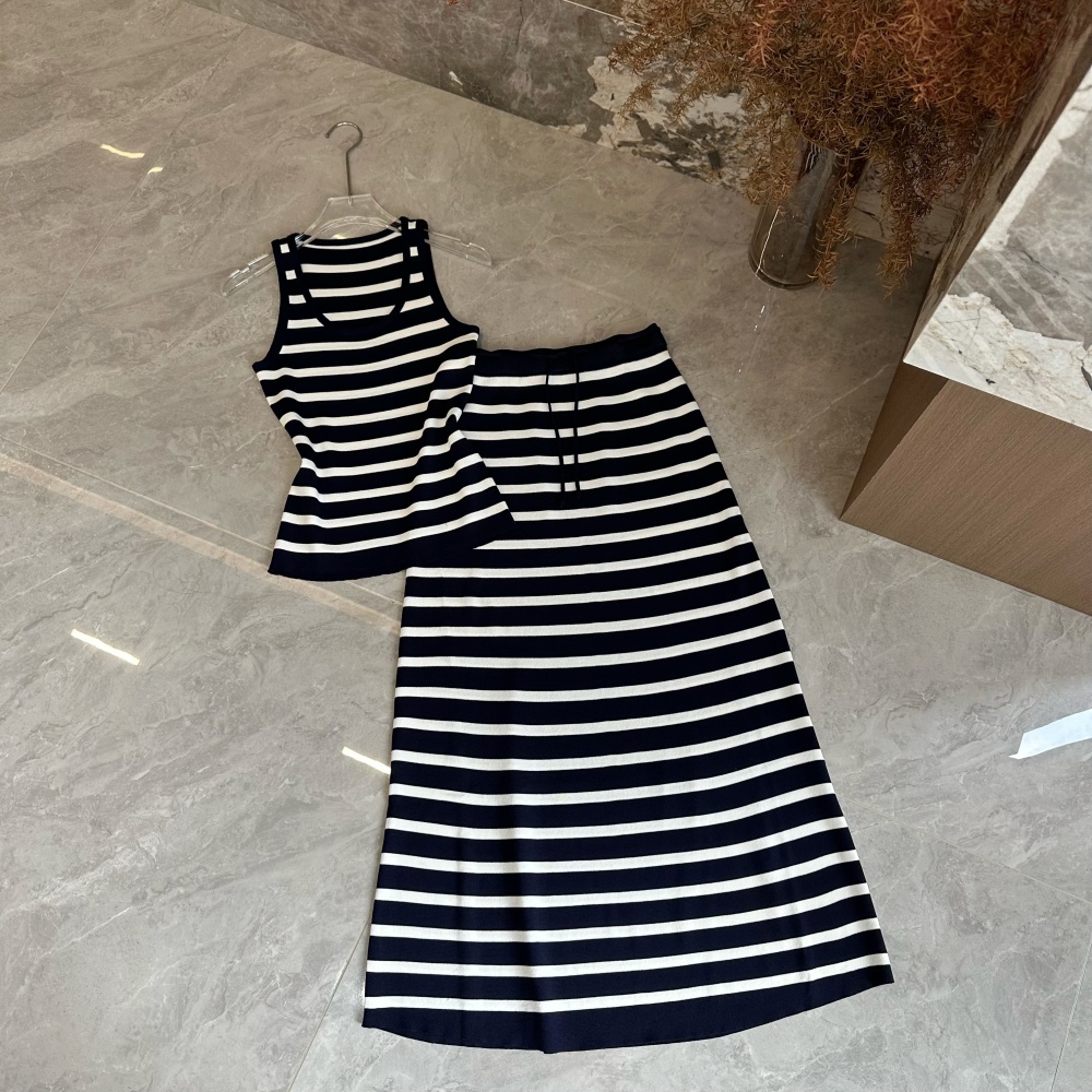 Slim temperament long skirt Korean style dress 3pcs set