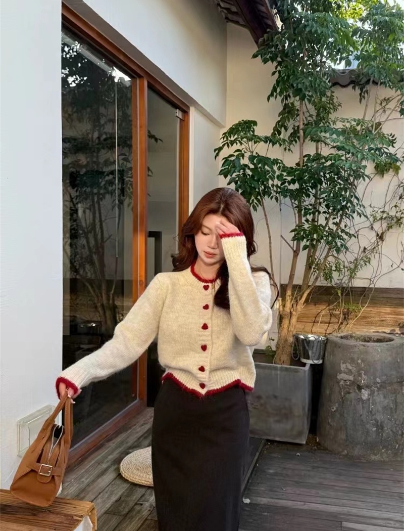 Long sleeve unique cardigan heart tops for women