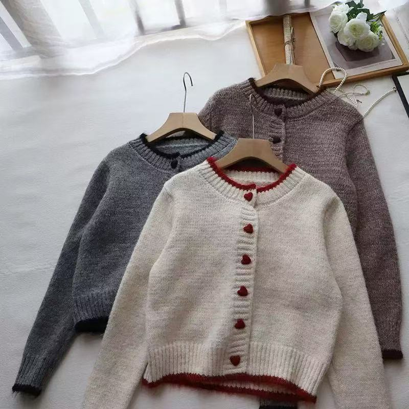 Long sleeve unique cardigan heart tops for women