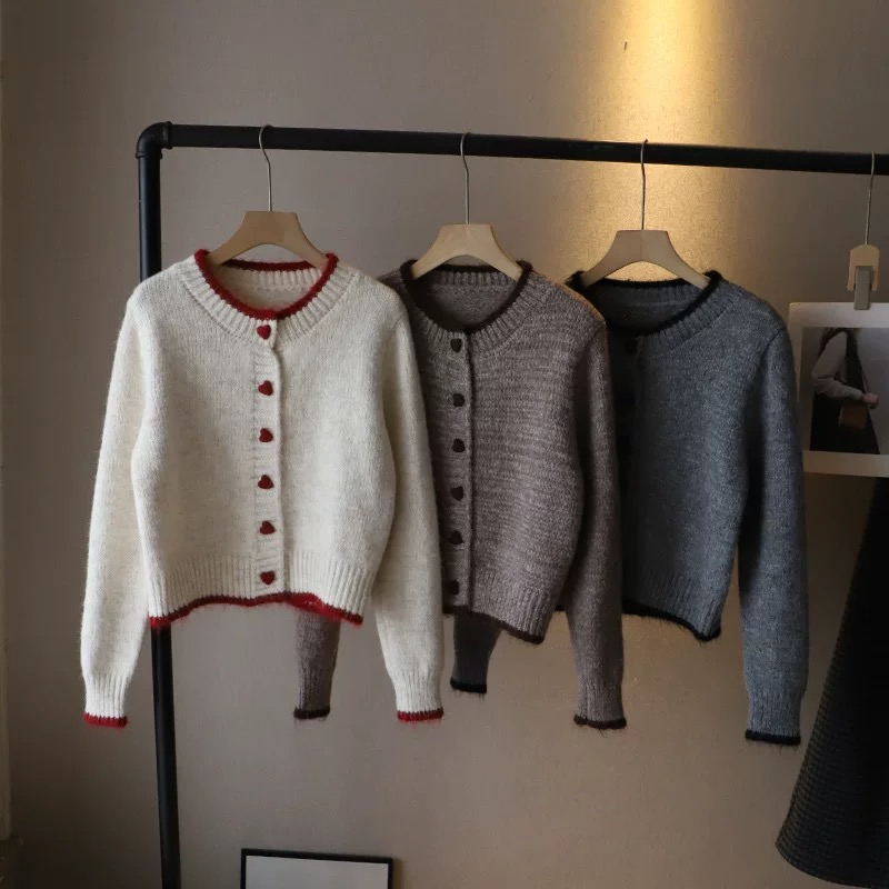 Long sleeve unique cardigan heart tops for women