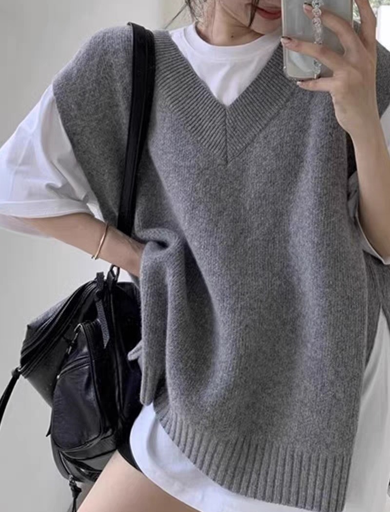 Korean style sweater waistcoat for women