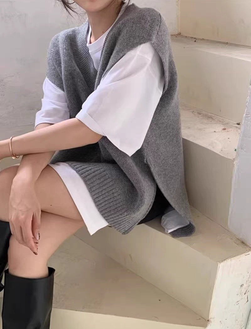 Korean style sweater waistcoat for women