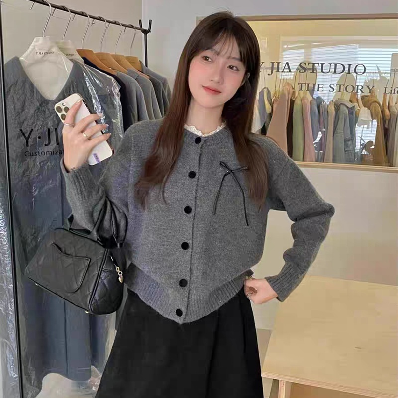 Lace show young sweater sweet all-match cardigan