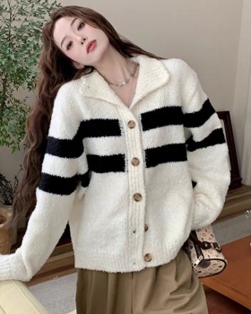 Japanese style high collar coat lazy cardigan for women