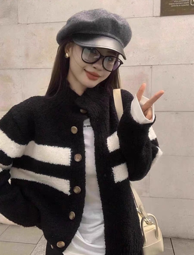 Japanese style high collar coat lazy cardigan for women