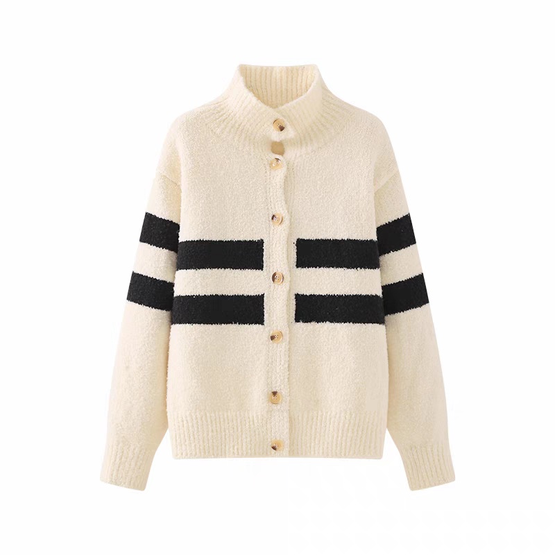 Japanese style high collar coat lazy cardigan for women