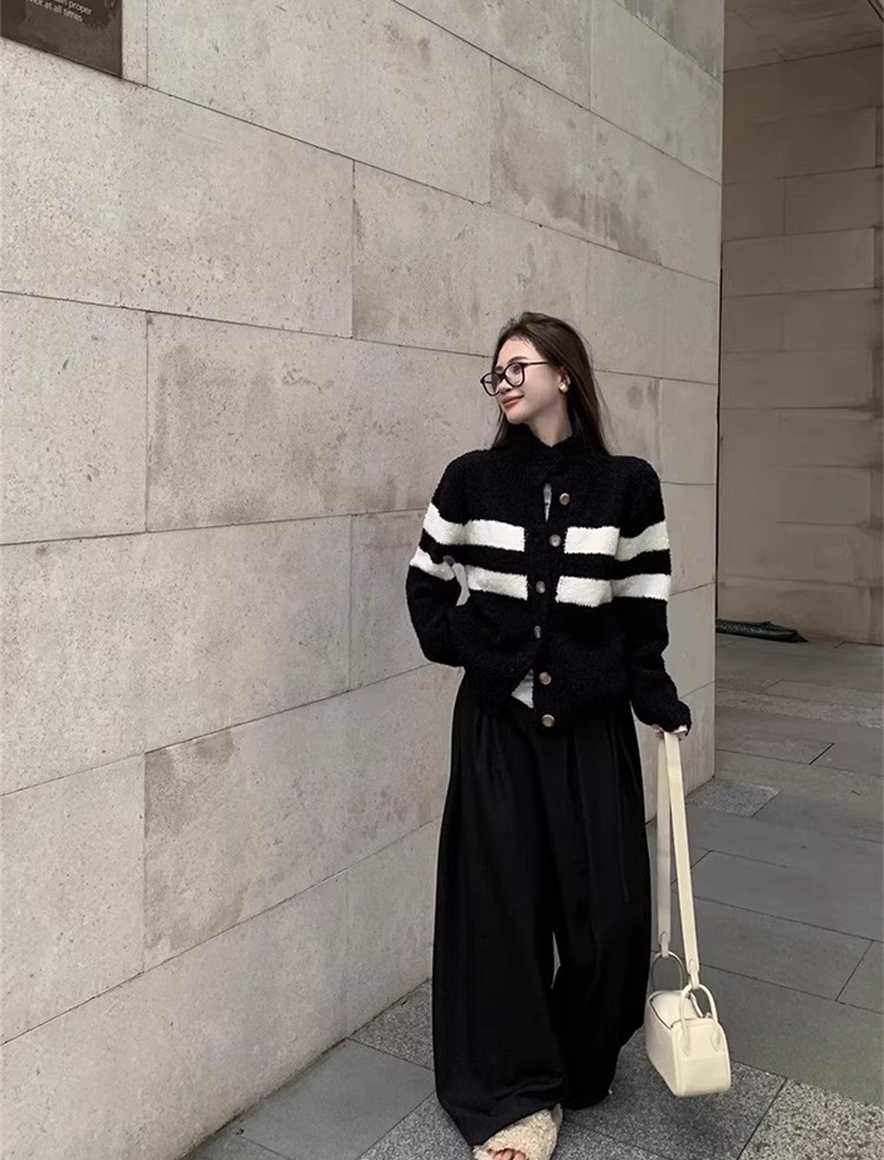 Japanese style high collar coat lazy cardigan for women