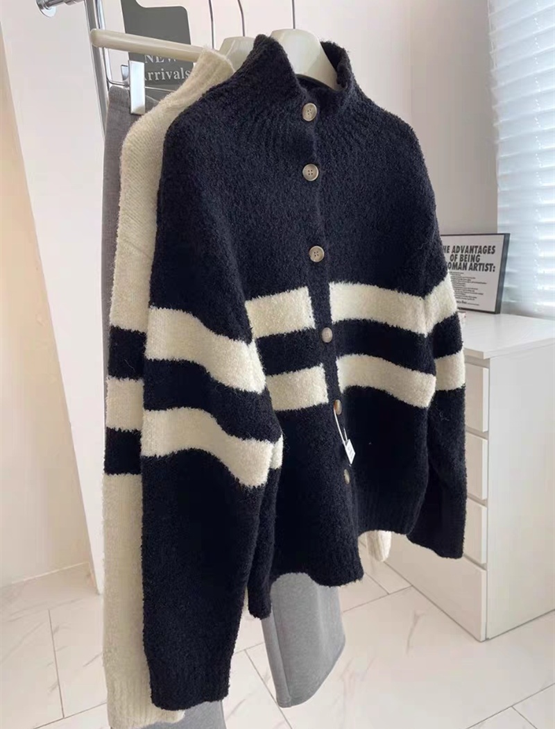 Japanese style high collar coat lazy cardigan for women