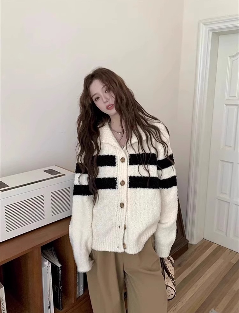 Japanese style high collar coat lazy cardigan for women