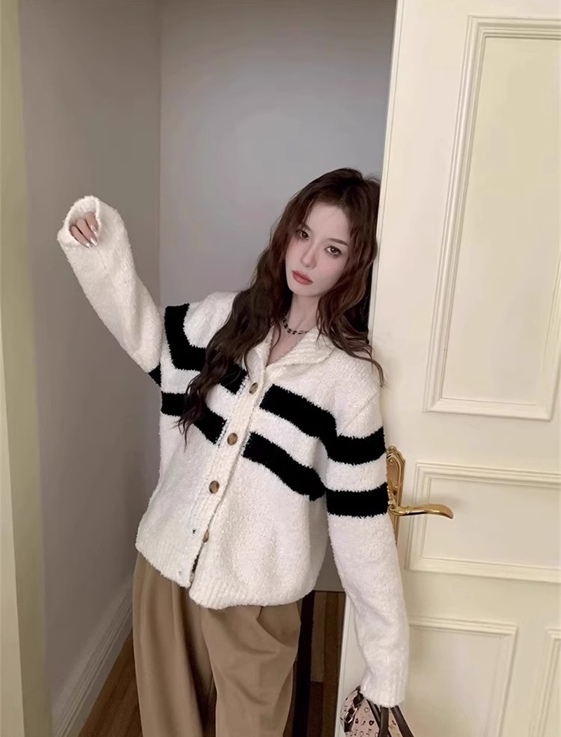 Japanese style high collar coat lazy cardigan for women