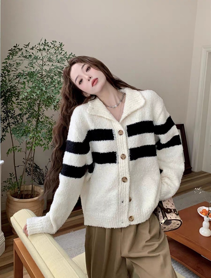Japanese style high collar coat lazy cardigan for women