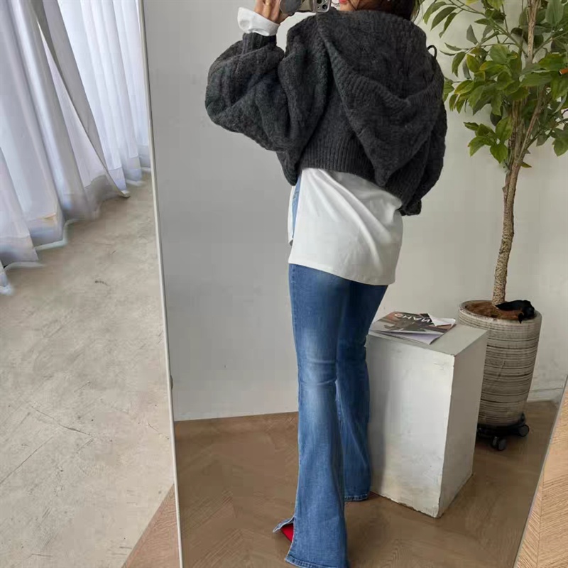 Korean style show young hooded sweater loose bat coat