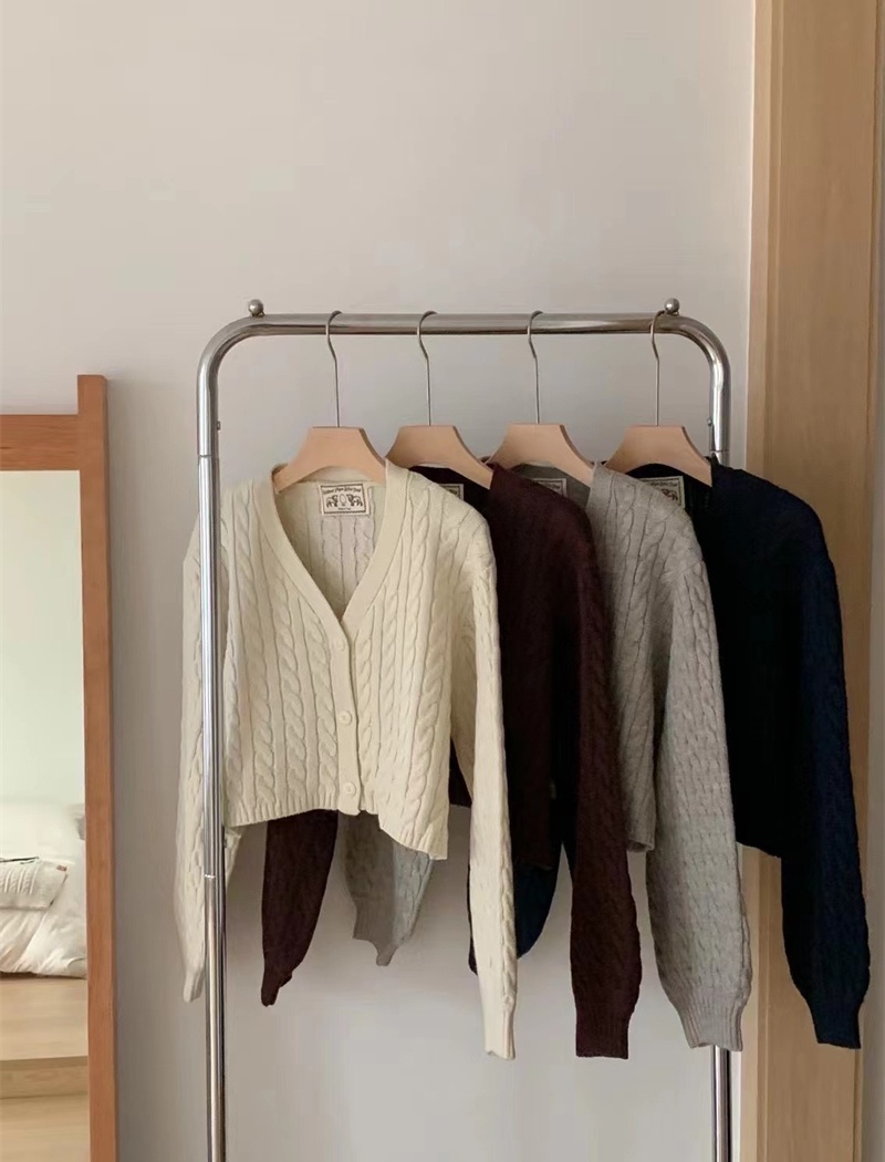 Twist lantern sleeve cardigan Korean style sweater for women