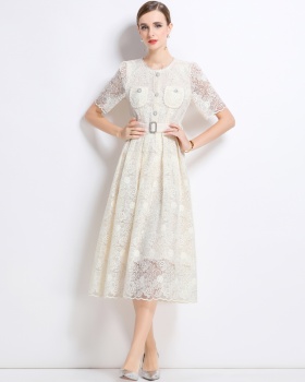 France style lace temperament chanelstyle beading dress