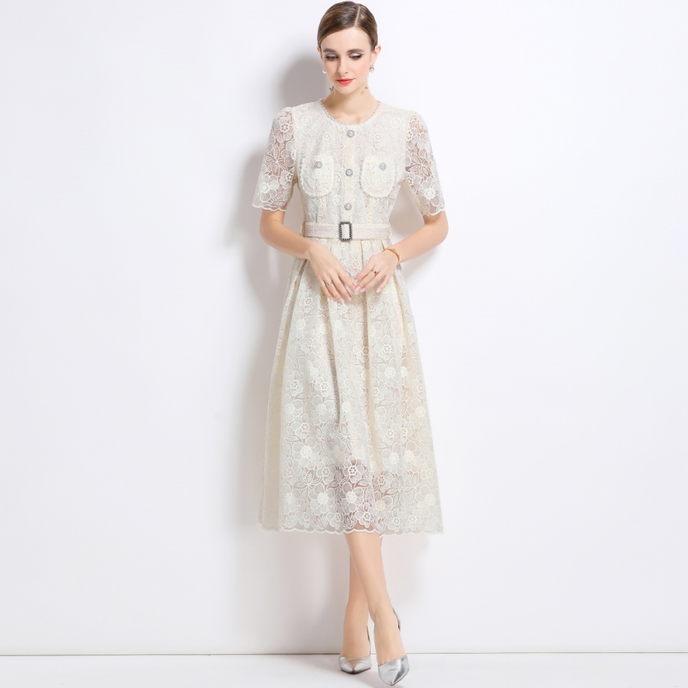 France style lace temperament chanelstyle beading dress