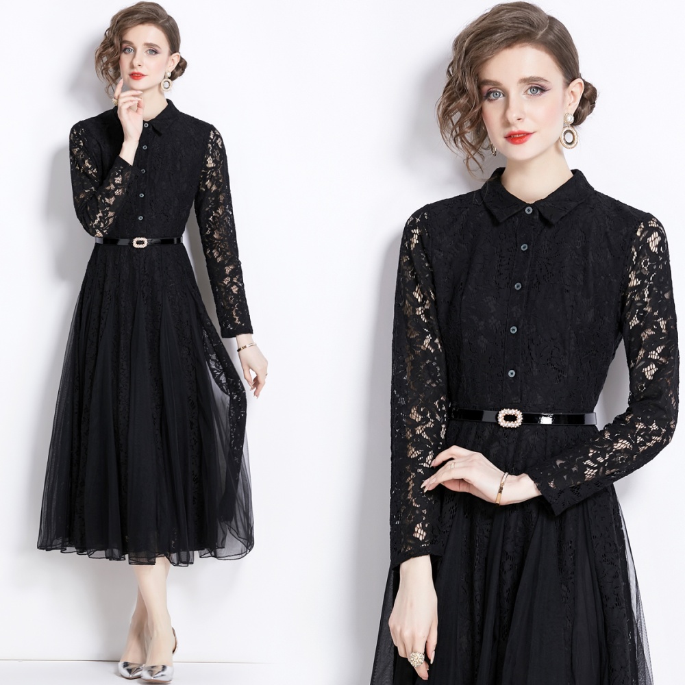 Big skirt temperament dress lace long dress