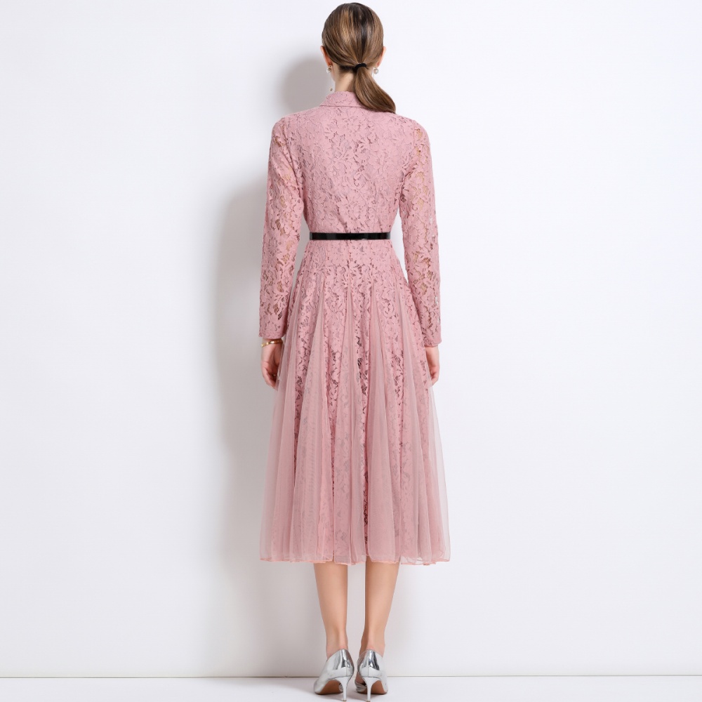 Gauze splice dress big skirt elegant long dress