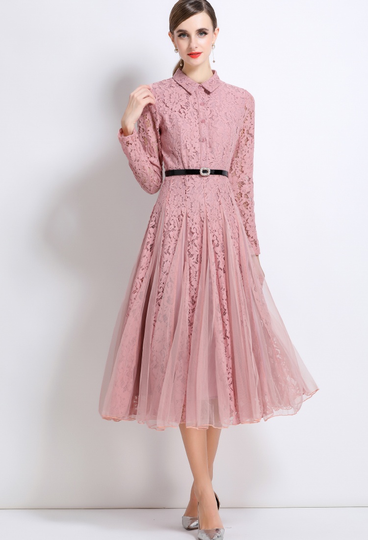 Gauze splice dress big skirt elegant long dress
