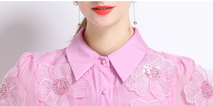 Long sleeve pinched waist long dress embroidery dress