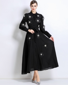 Long sleeve France style long dress embroidery dress