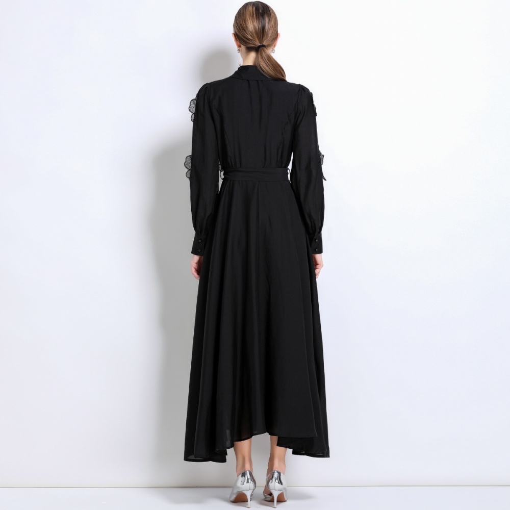 Long sleeve France style long dress embroidery dress