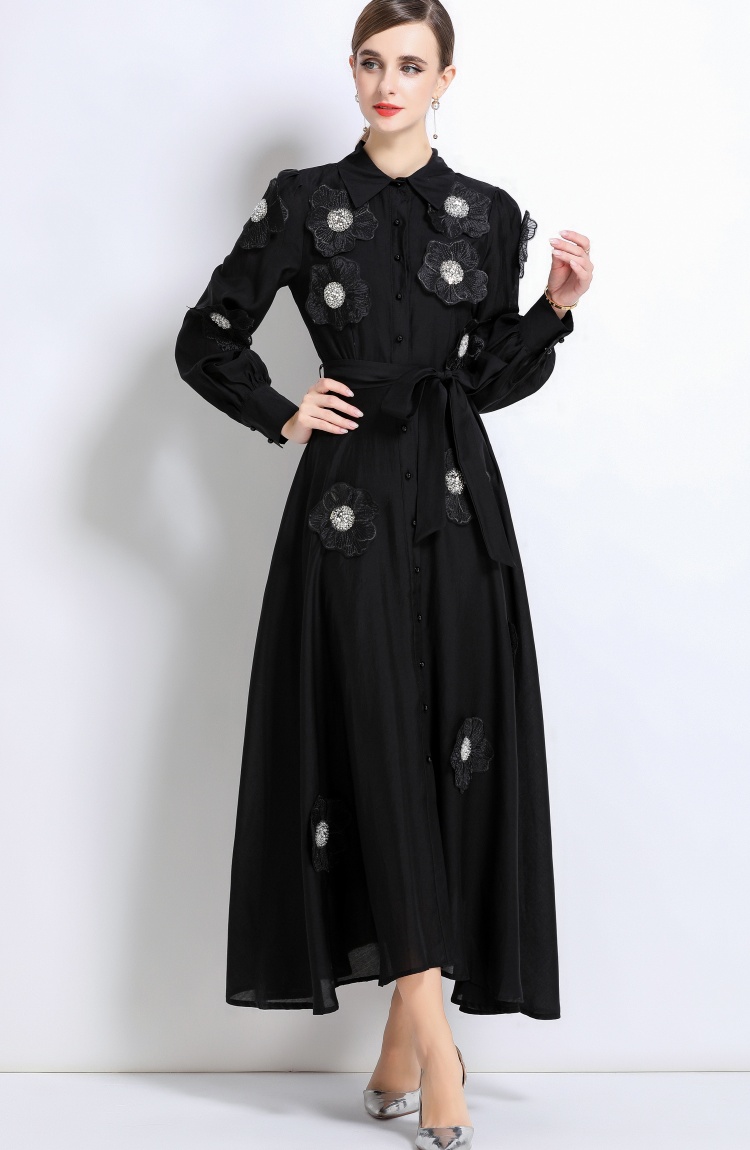 Long sleeve France style long dress embroidery dress
