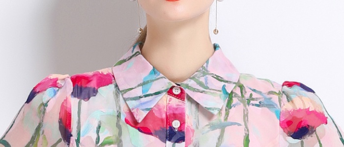 Pinched waist temperament long dress printing dress