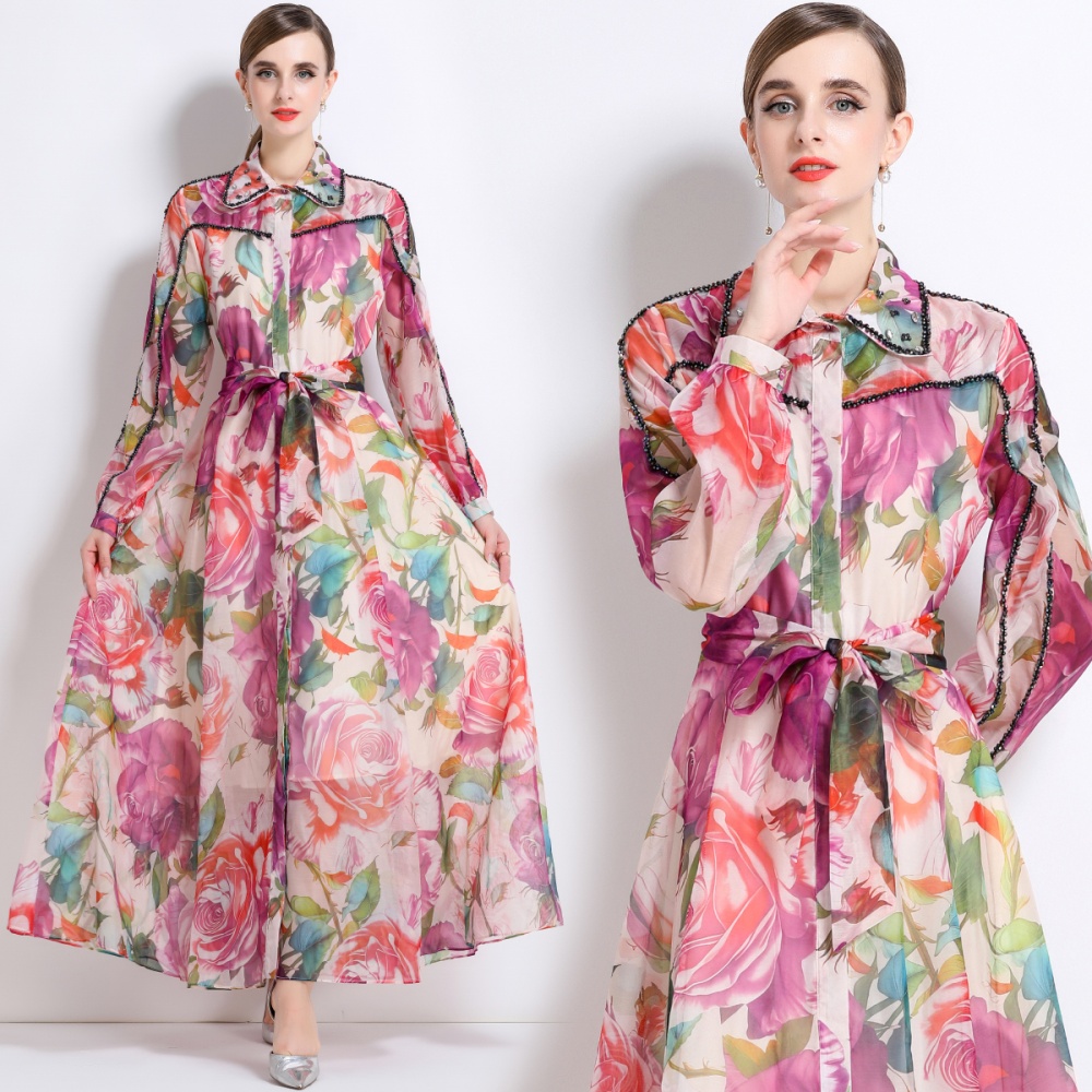 Bohemian style long dress long sleeve dress