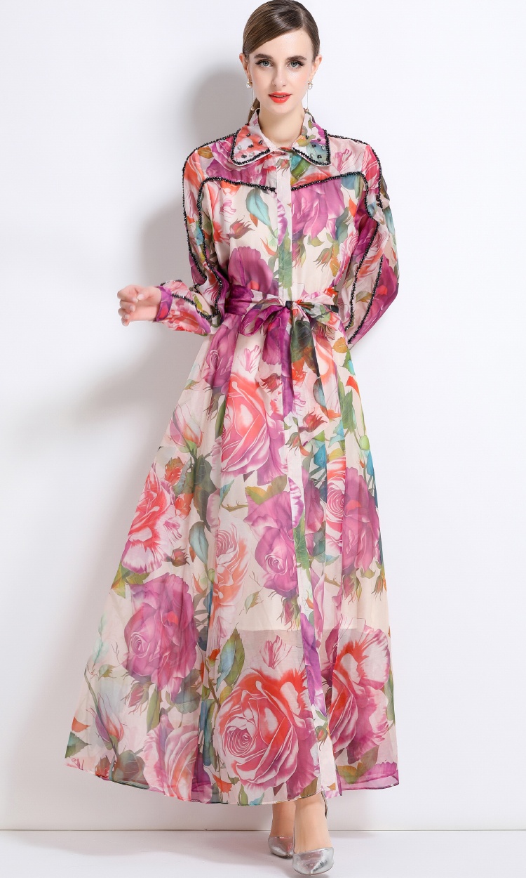 Bohemian style long dress long sleeve dress