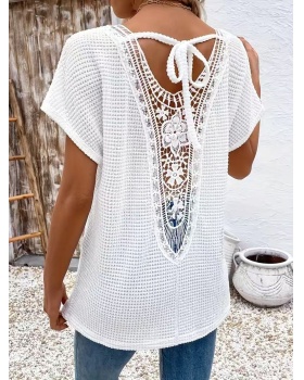 Large yard V-neck Casual cozy T-shirt for women