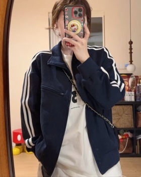 Retro couples sports hoodie loose zip autumn coat