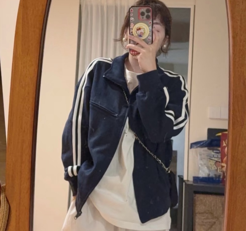 Retro couples sports hoodie loose zip autumn coat