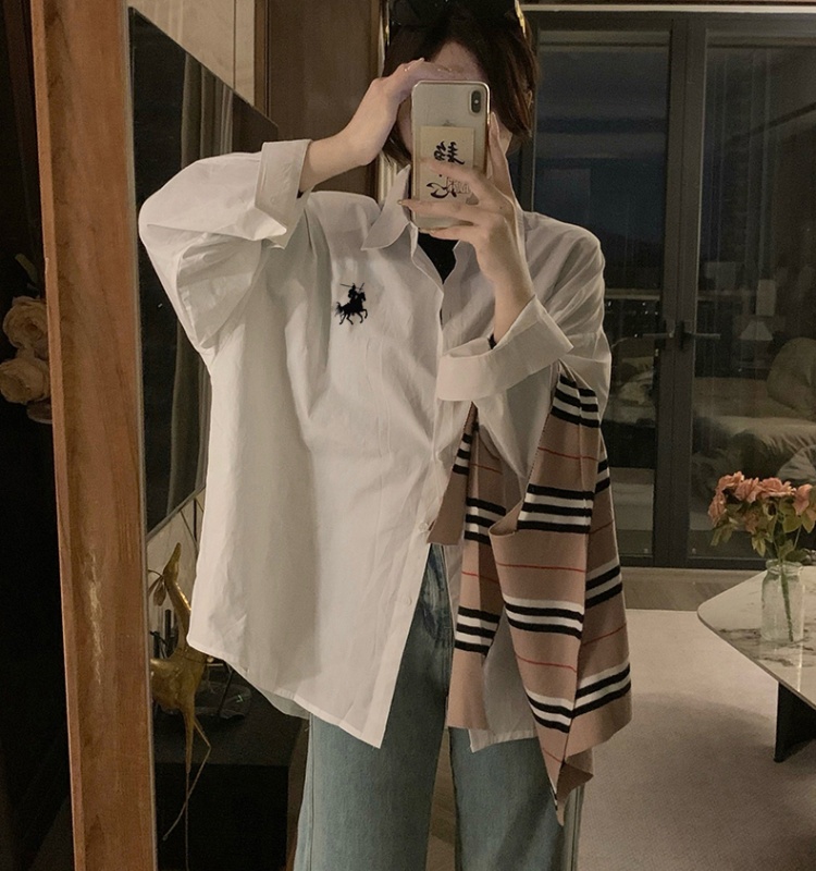 Retro stripe loose tops long sleeve American style coat