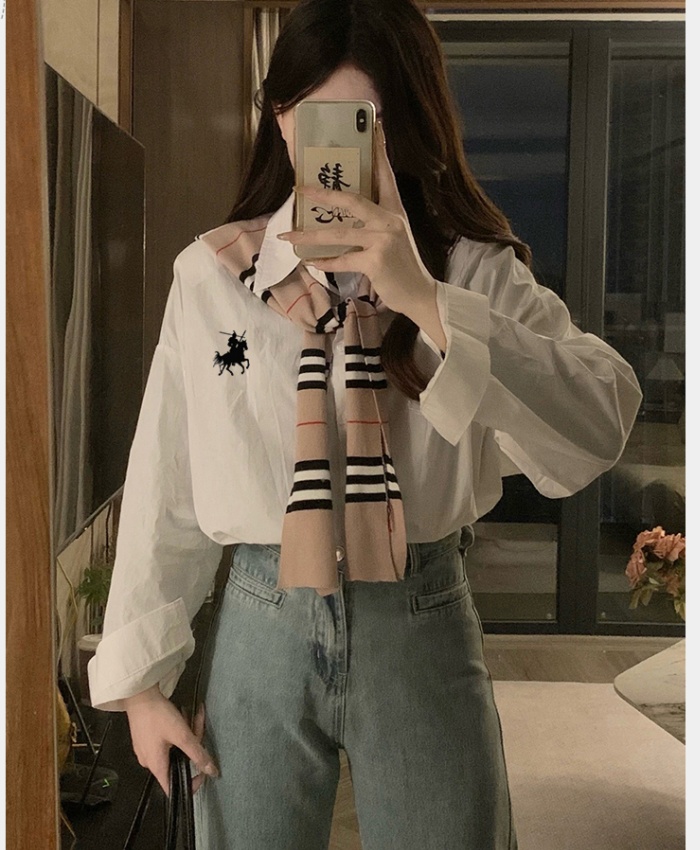 Retro stripe loose tops long sleeve American style coat