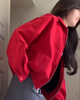 Basis red jacket commuting retro coat for women