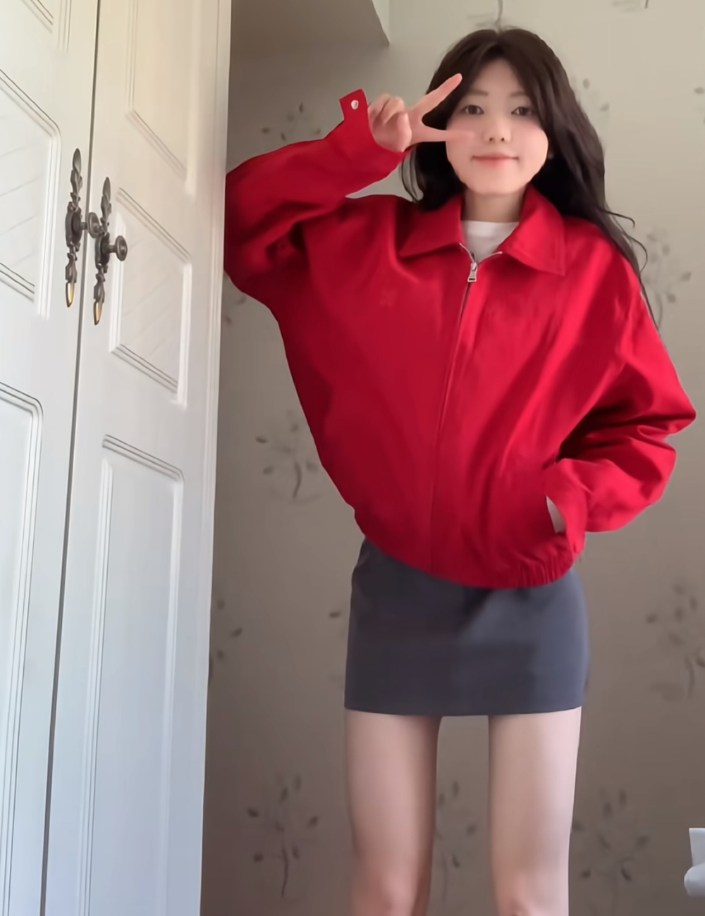 Basis red jacket commuting retro coat for women