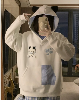 Embroidery autumn tops hooded hoodie for women