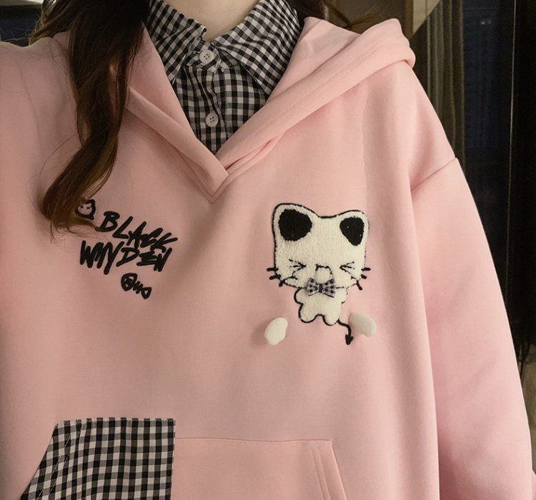 Embroidery autumn tops hooded hoodie for women