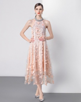 Glitter ladies formal dress halter dress for women